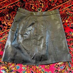 Zara Basic Black Faux Leather Mini/Skater Skirt